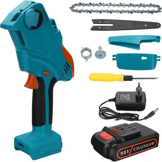 (One Battery) 98VF 6 Inch Portable Electric Saw Pruning Chain Saw Rechargeable Woodworking Power Tools Wood Cutter
