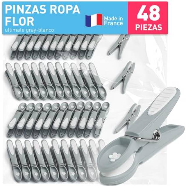 culiclean Non Slip Clothes/Laundry Pegs (48 pieces, ultimate grey-white