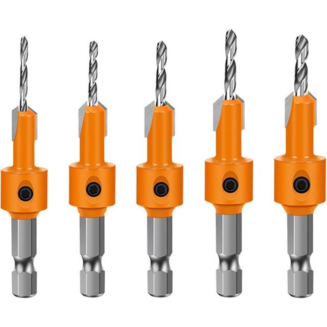 5PCS 8mm Shank HSS Woodworking Countersink Router Bit Screw Extractor Demolition for Wood Milling Cutter 2.5-3.5mm