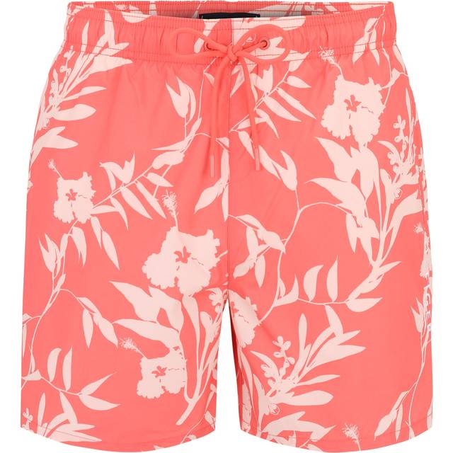 Tommy Hilfiger Men's Drawstring Floral Tropic Swim Shorts, Pink Poppy - Red - Size: 32/30/31