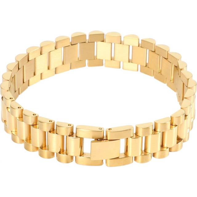 Titanium Steel Bracelet 220mm Wristband Men Bracelets Gold