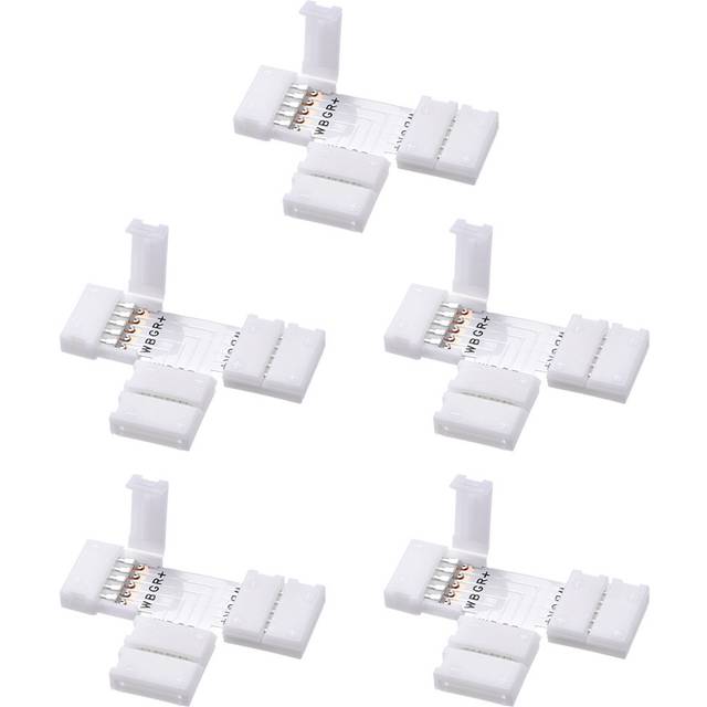 12mm 5p t-shape led strip connector for 5050 rgbw 5 conductor strip lights 5pcs