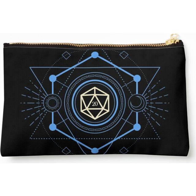Makeup Bag Geometric Minimalist Blue Polyhedral D20 Dice Tabletop RPG Cosmetic Organizer Tyvek Paper Bags Zipper Pouch