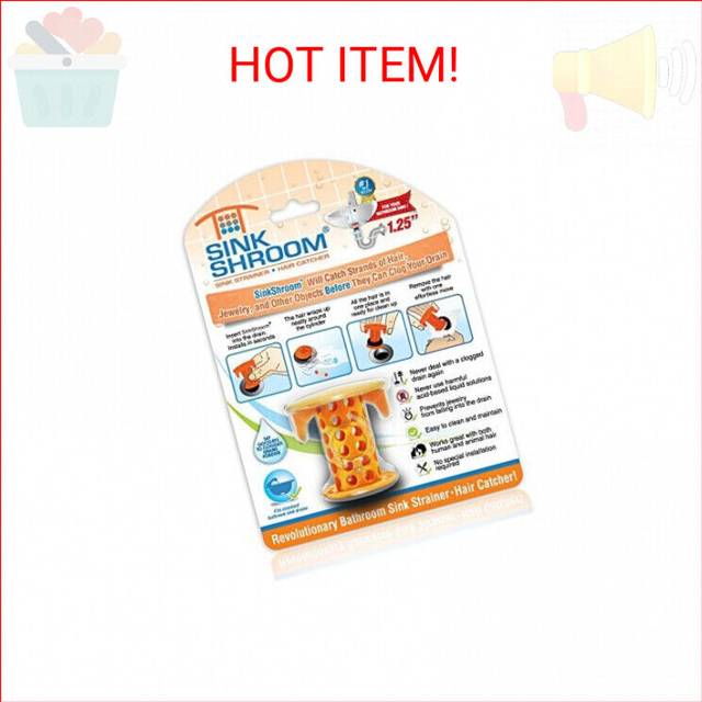 SinkShroom The Revolutionary Sink Drain Protector Hair Catcher/Strainer/Snare  Orange