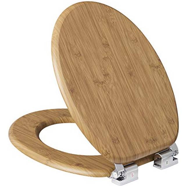 eSituro Wooden Toilet Seat,Soft Close Toilet Seat Lid Cover with Adjustable Hinge,Anti-Slip,Anti-Bacterial for Family BathroomSTS0389