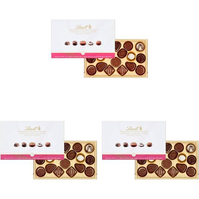 Lindt Master Chocolatier Collection - 18 Assorted Milk, Dark and White Chocolates, Medium Box, 184g - Gift Present or Sharing Box - Mother's Day, Birt