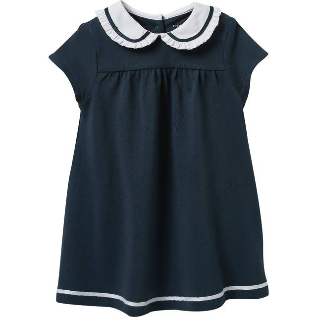 Baby's organic cotton CYRILLUS piqué knit dress slate blue