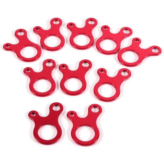 10pcs Aluminum Camping Awning Cord Rope Tensioner Guy Line Runners Hook Hanger röd