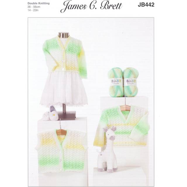 James Brett JB442 DK Knitting Pattern Baby Cardigan Sweater Waistcoat
