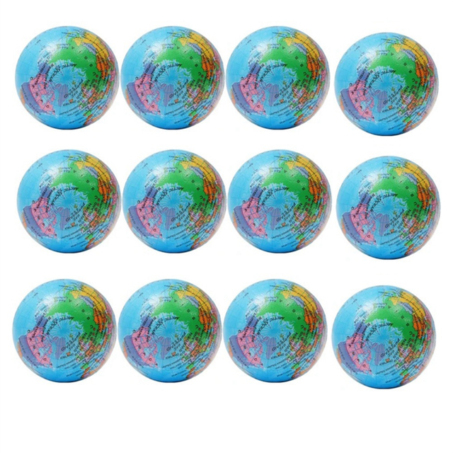 12Pcs Squeeze Globe Toys Stress Relief PU Foam Ball