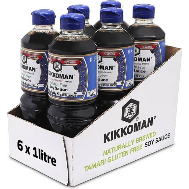 Kikkoman Tamari Gluten free Soy Sauce, 1 Litre, (Pack of 6), Naturally Brewed