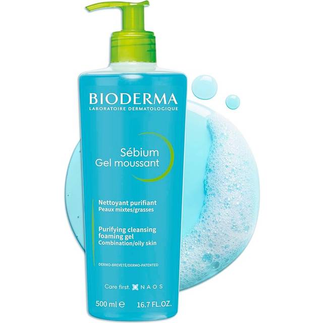 Bioderma Sebium Purifying Cleansing Foaming Gel 500ml | Deep Cleanser for Combination to Oily Skin, Controls Oil & Prevents Breakouts | Body Wash