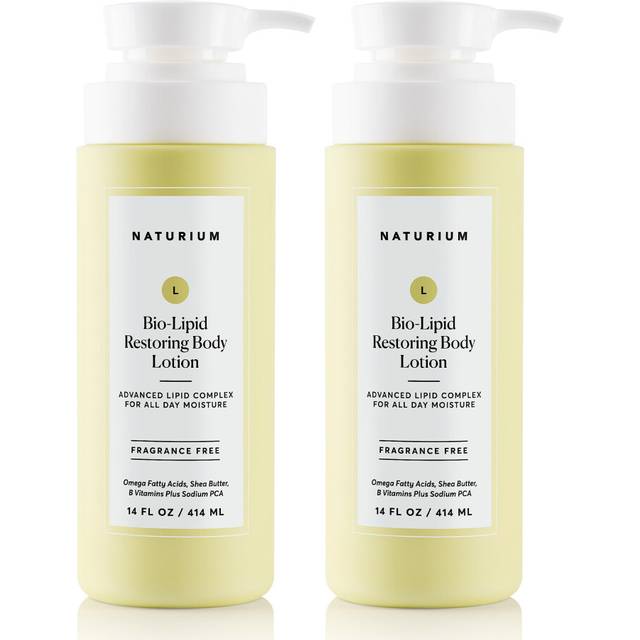 Naturium Bio-Lipid Restoring Moisturizing Body Lotion with Shea Butter  Fragrance Free  14 oz (2-Pack)