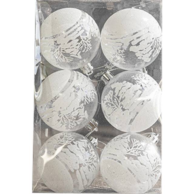 6 Pcs Xmas Ball Ornaments Set Snow Scene Shatterproof Transparent Acrylic Clear Xmas Balls Hanging