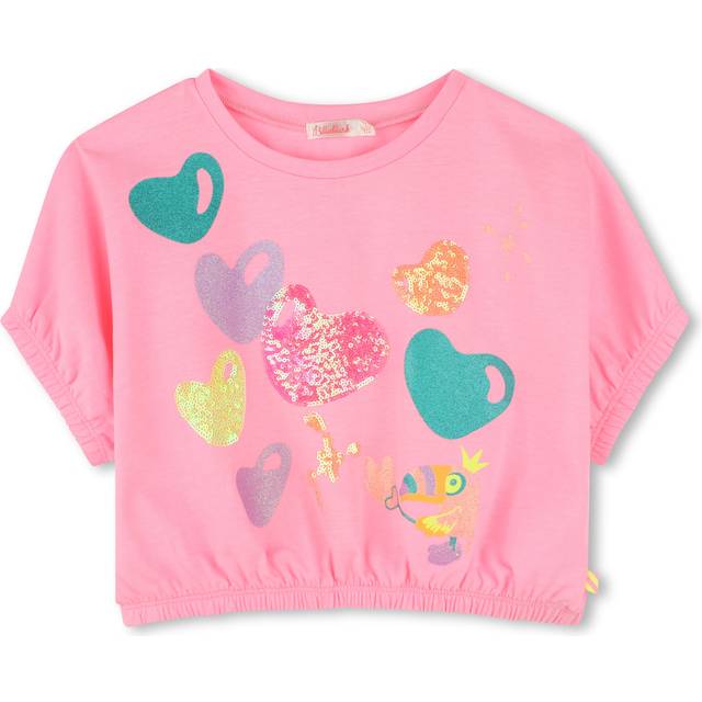 Billieblush, T-Shirts, female, Pink, 4 Y, Pink Short Sleeves Crop T-Shirt