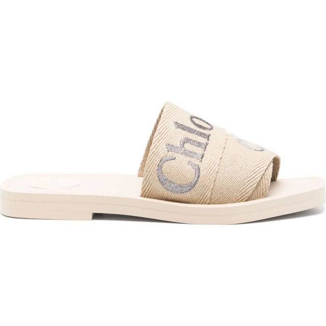 Chloé - Woody slides - women - Linen/Flax/Polyester/Linen/Flax/Polyester/Polyethylene vinyl acetate (PEVA) - 37 - Neutrals