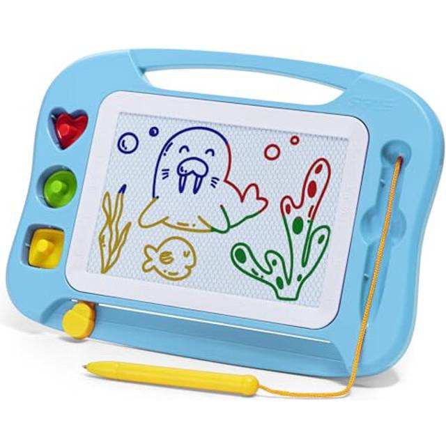 SGILE Magnetic Drawing Board for Kids, Colorful Erasable Doodle Board with Magnet Pen, Painting Sketch Pad with Three Stamps, Travel Toy, Educational