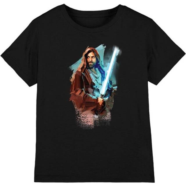 (12-13 Years, Black) Star Wars Childrens/Kids Obi Wan Kenobi Painted T-Shirt