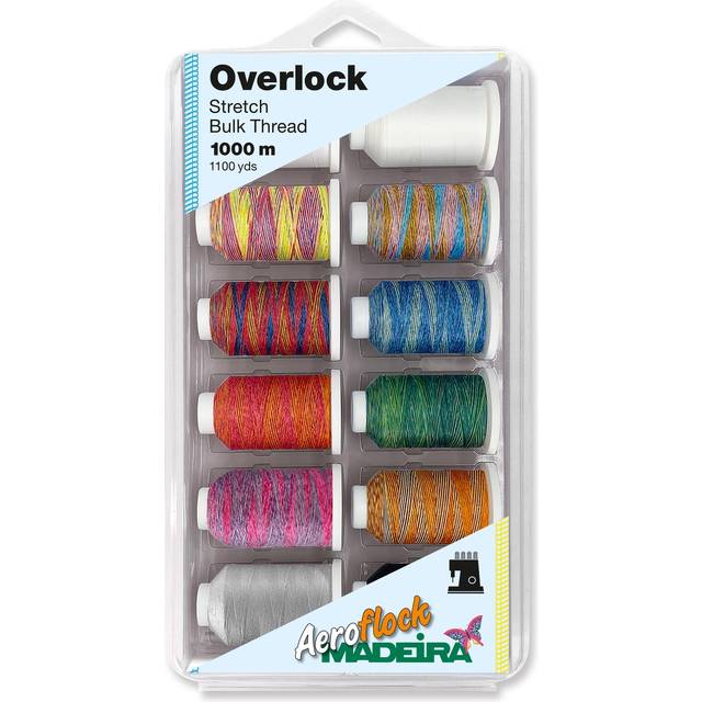 Madeira box aero-flock no.100 12 x 1,000m 8 variegated & 4 solid colour miniking