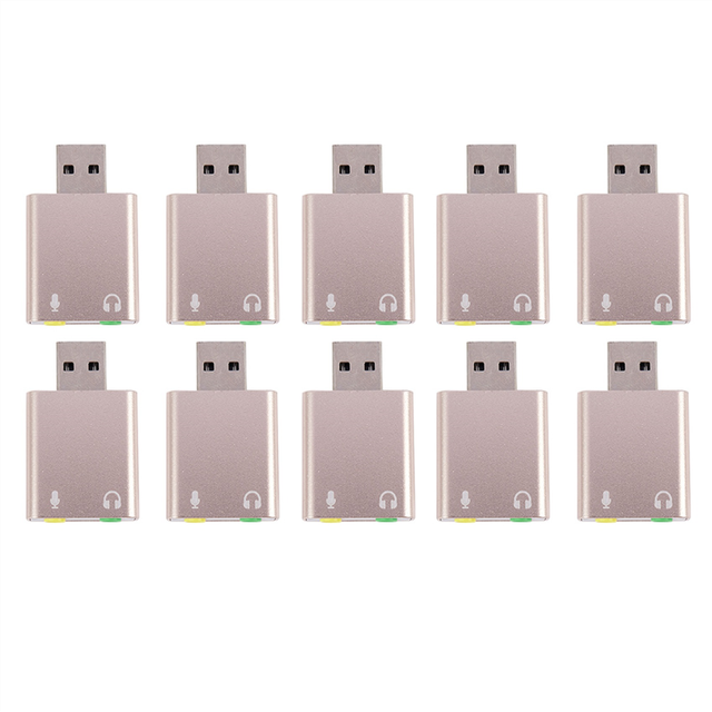 10X USB Sound Card 7.1 External to Jack 3.5mm Headphone Adapter Stereo Audio Mic for Pc Computer Laptop