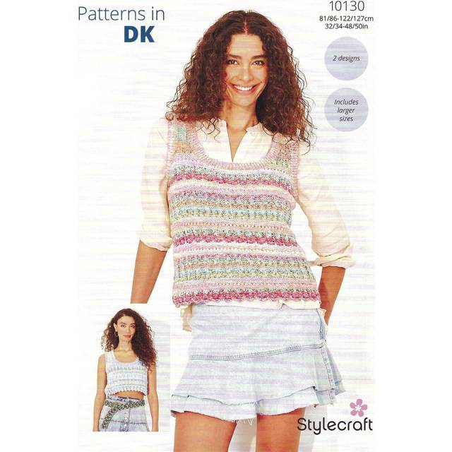 Stylecraft double knitting pattern 10130 81/86 - 122/127 cm 2 design tank tops