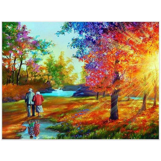 DIY Diamond Embroidery Scenery Picture Of Rhinestones 5D Diamond Painting Autumn Landscape Handmade Gift 20X30CM