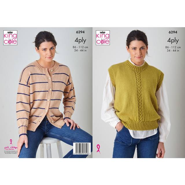 Cardigan and Slipover King Cole Merino Blend 4 Ply (6294)