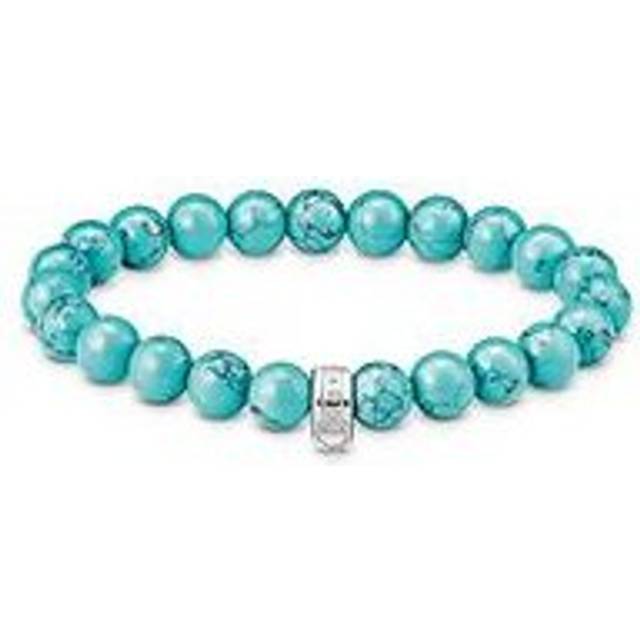 THOMAS SABO Ladies Silver Imitation Turquoise Bead Bracelet X0293-404-17-L19 - Blue