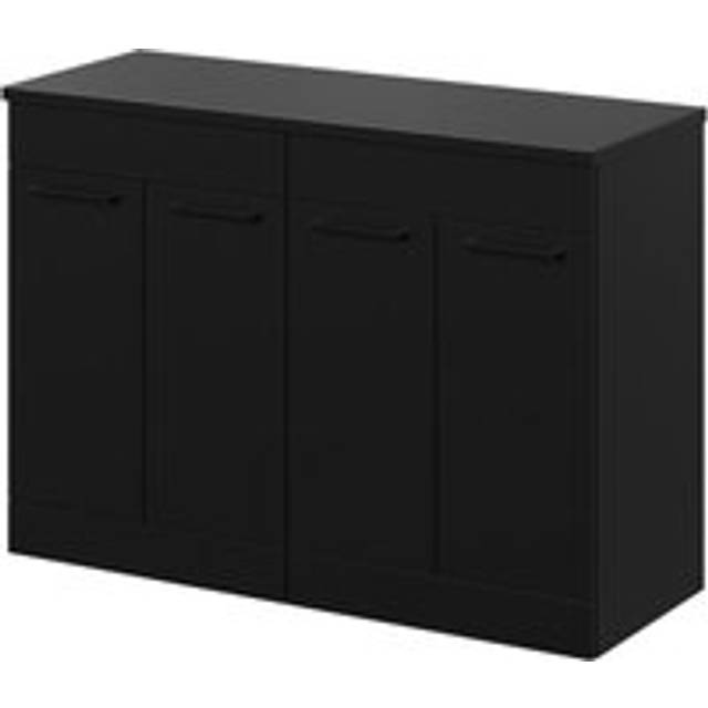 Napoli Floor Standing Vanity Unit for Countertop Basins with 4 Doors and Handles | Matt Black | MDF | 1200mm