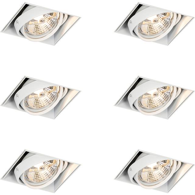 Set med 6 infällda spotlights vit GU10 AR70 Trimless - Oneon