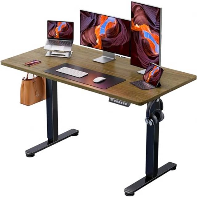 ErGear Electric Standing Desk Height Adjustable 120 x 60cm, Sit Stand Desk with 4 Memory Smart Pannel for Home Office with Splice Board