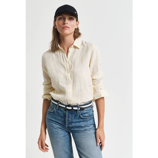 GANT Dam Regular fit randig linneskjorta (44)