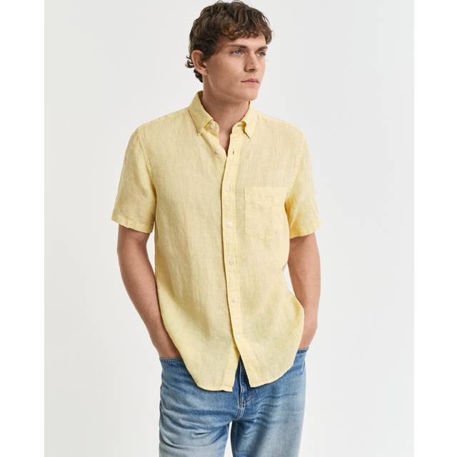 GANT Herr Regular fit plaggfärgad, kortärmad linneskjorta (4XL)