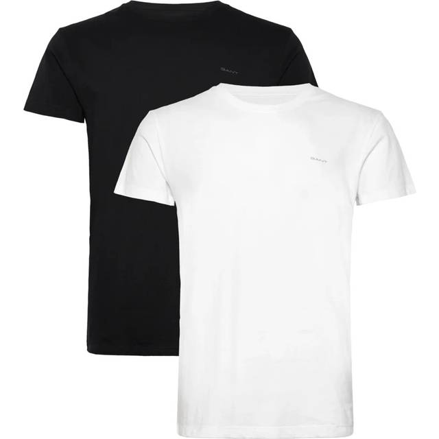 C-neck T-shirt 2-pack Herr, M, BLACK / WHITE