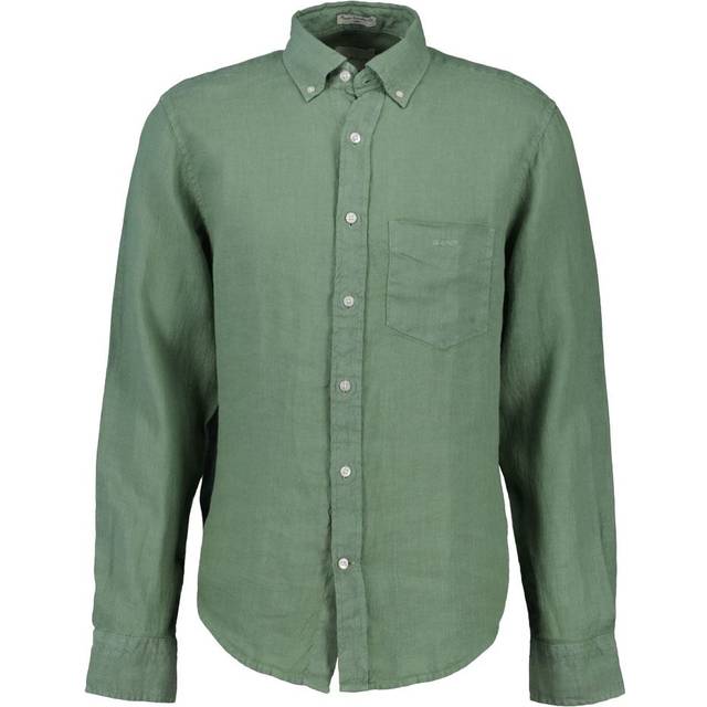 Gant, Skjorta, Herr, XL, Linne, Linne Casual Skjorta - green (XL)