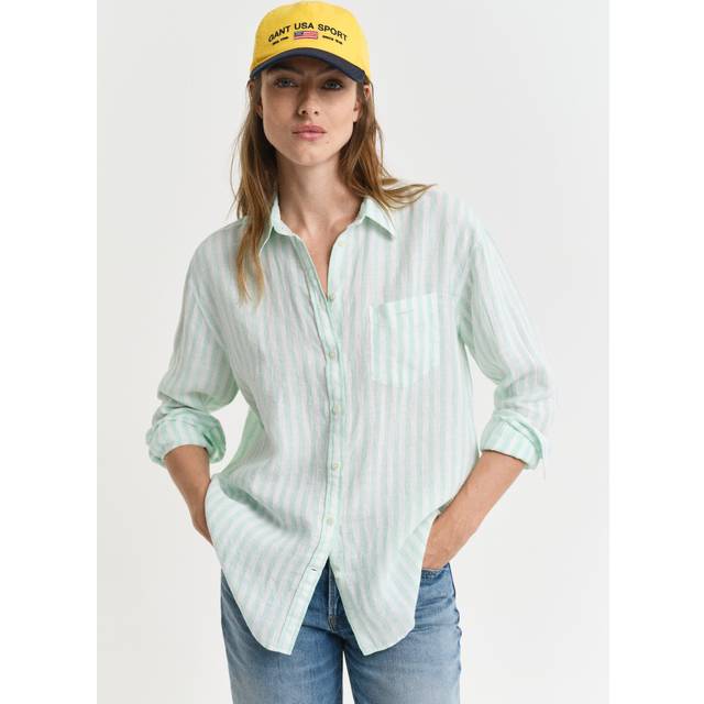 GANT Dam Relaxed fit randig linneskjorta (46)
