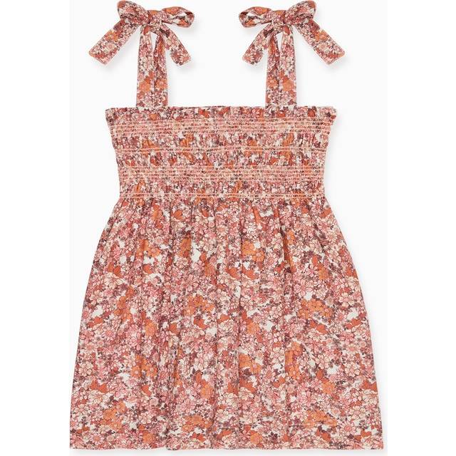 Terracotta Floral Evelia Girl Hand-Smocked Dress - 5Y