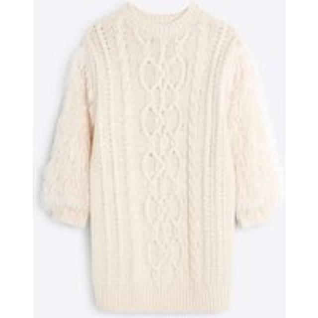 River Island Girls Cream Faux Feather Fringe Jumper Dress - 7-8 Yrs