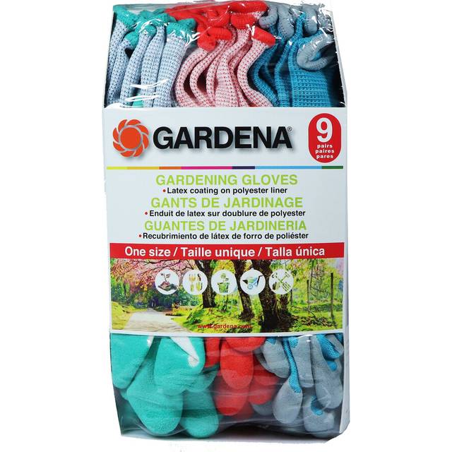 Gardena Gardening Gloves - Latex / Polyester - 9 Pairs