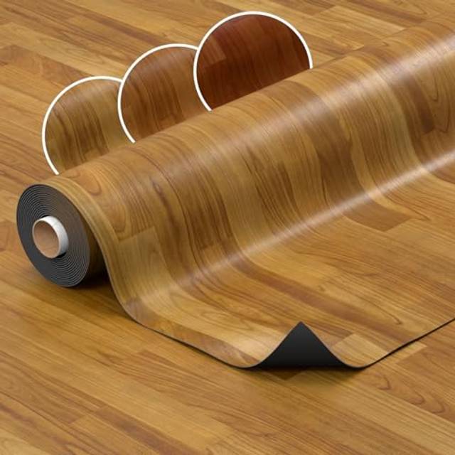 PVC-golvbeläggning, vinylgolv, metervara, i träutseende, golvbeläggning, utlagningsvara vinyl för kök, vardagsrum, badrum, halkskydd, 140 cm bredd bok, 1 000 x 140 cm