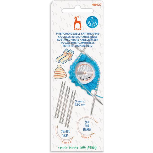 Pony knitting pins circular interchangeable 3-pairs set 9.50cm x 3.00mm