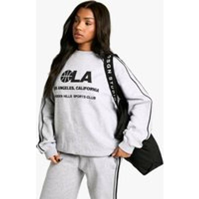 Womens La Basketball Side Striped Oversized Sweatshirt - Grey - Xl, Grey
