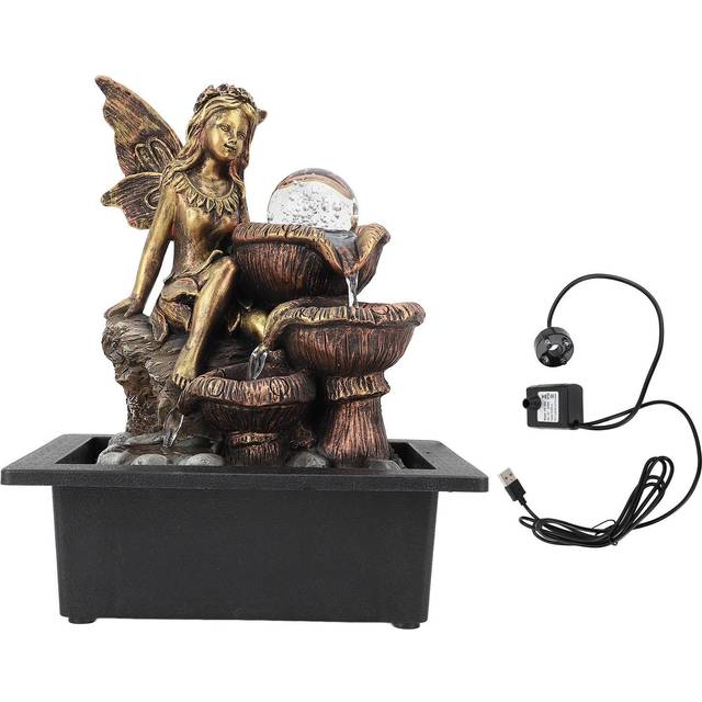 Tabletop Fountain USB Quiet Pump Increase Humidity Decorative Desktop Waterfall Fountain with LED