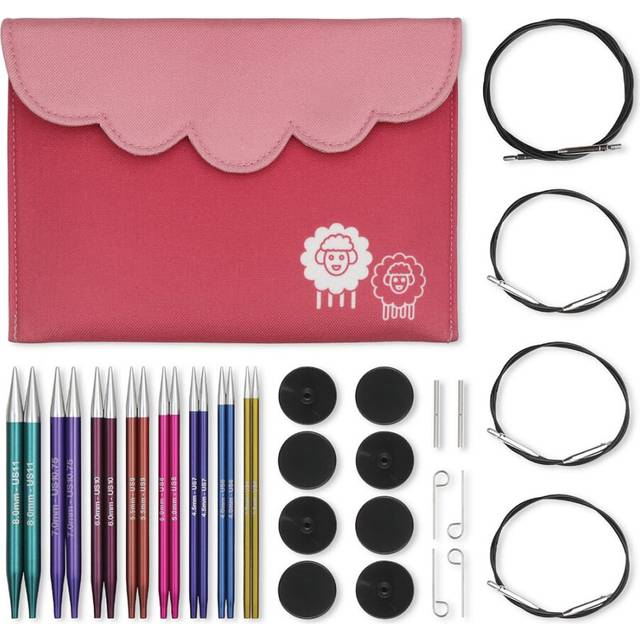 KnitPro Interchangeable Circular Knitting Needle Tips Deluxe Set, Zing, 3.50-8.00mm, 26-47424