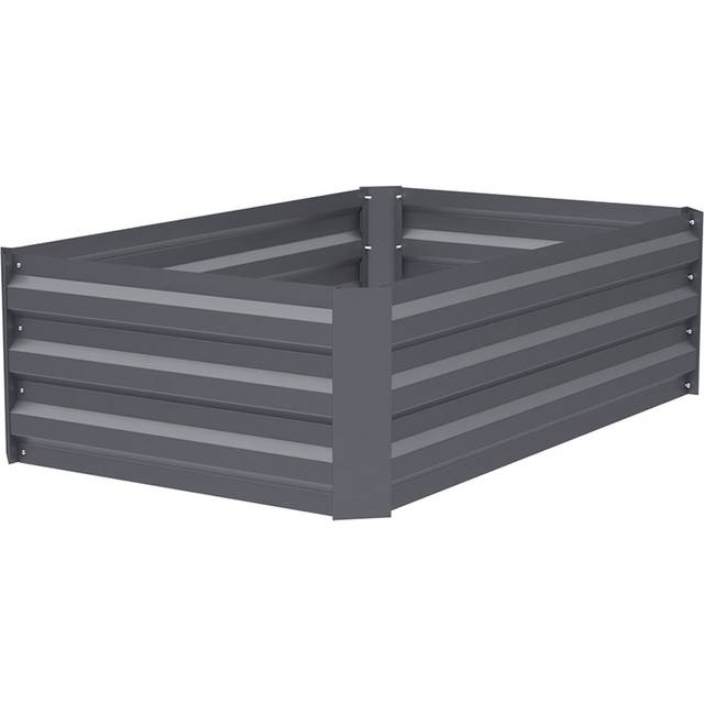 Living and Home 3.2 x 1.9ft Grey Rectangle Weather Resistant Steel Raised Garden Bed - 30 x 100 x 60cm