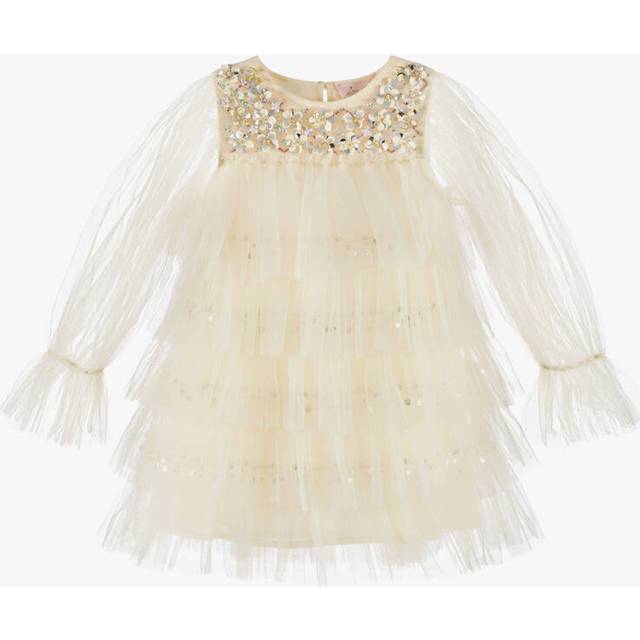 Tutu Du Monde Girls Ivory Tulle Dress With Sequin Flowers - 8-9 year