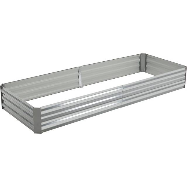 Living and Home Grey Rectangle Galvanised Steel Raised Garden Bed 240 x 88cm - 30 x 240 x 88cm
