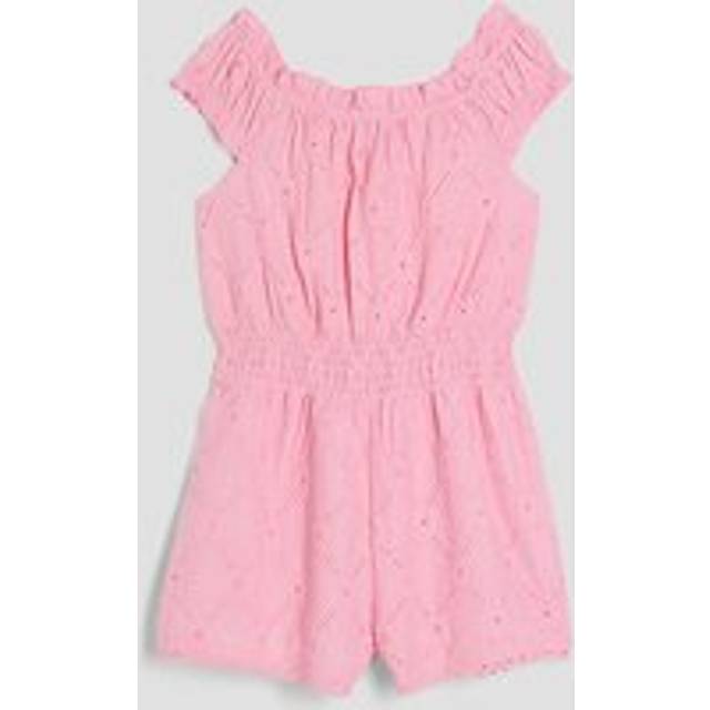 River Island Girls Pink Shirred Texture Playsuit - 5-6 Yrs