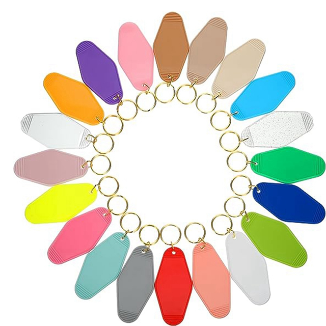 60 Pcs Motel Keychain Blank Bulk Retro Hotel Keychains 20 Colors Rhombus Vintage Key Tags