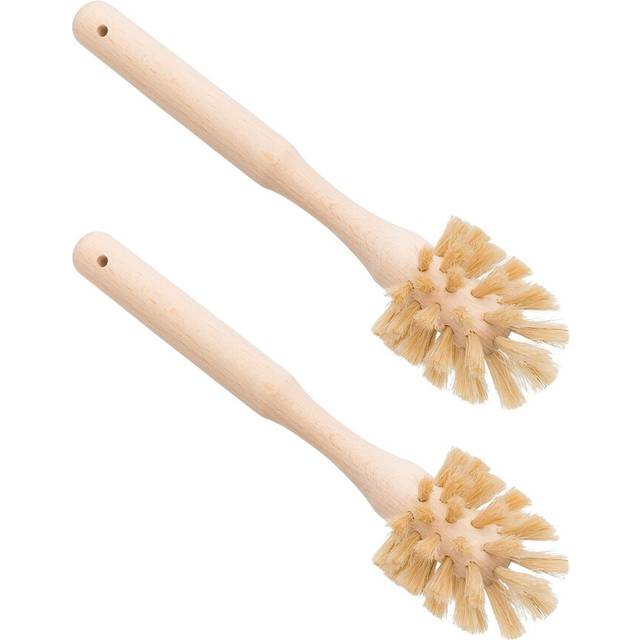 Redecker Bottle Brush Cleaner  Set of 2  Horsehair and Beechwood Handle for Vases  Pitchers  Mugs  and Baby Bottles  8-3/4 Inch  Dense Natural Bristle